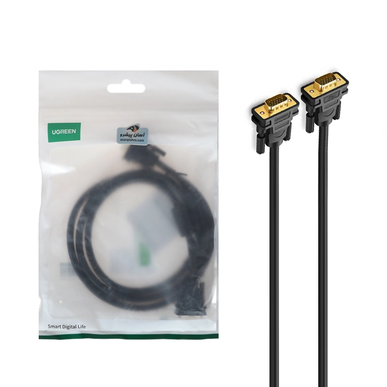 کابل یک و نیم متری UGREEN VGA مدل VG101 - مشکی (گارانتی 18 ماهه آسان پیشرو)(11630)