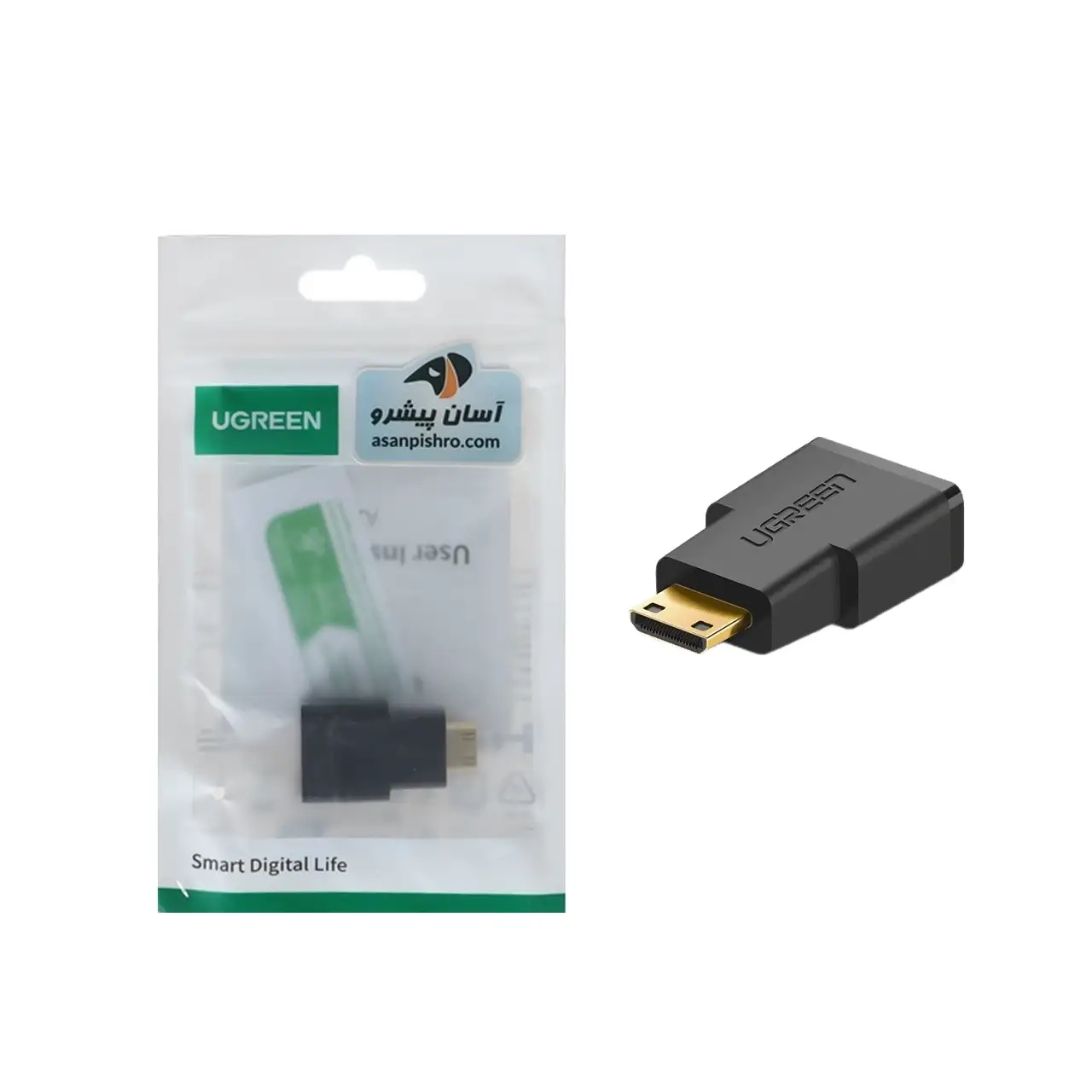 تبدیل UGREEN Mini HDMI To Male To HDMI Female - مشکی (گارانتی 18 ماهه آسان پیشرو)(20101)