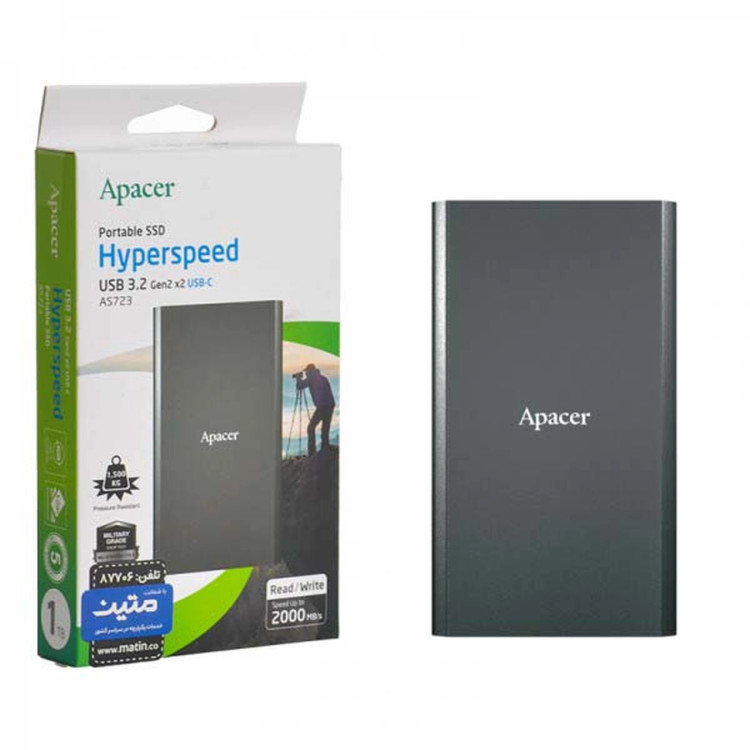 هارد Apacer SSD مدل AS723 Hyperspeed ظرفیت 1TB - مشکی (گارانتی متین)