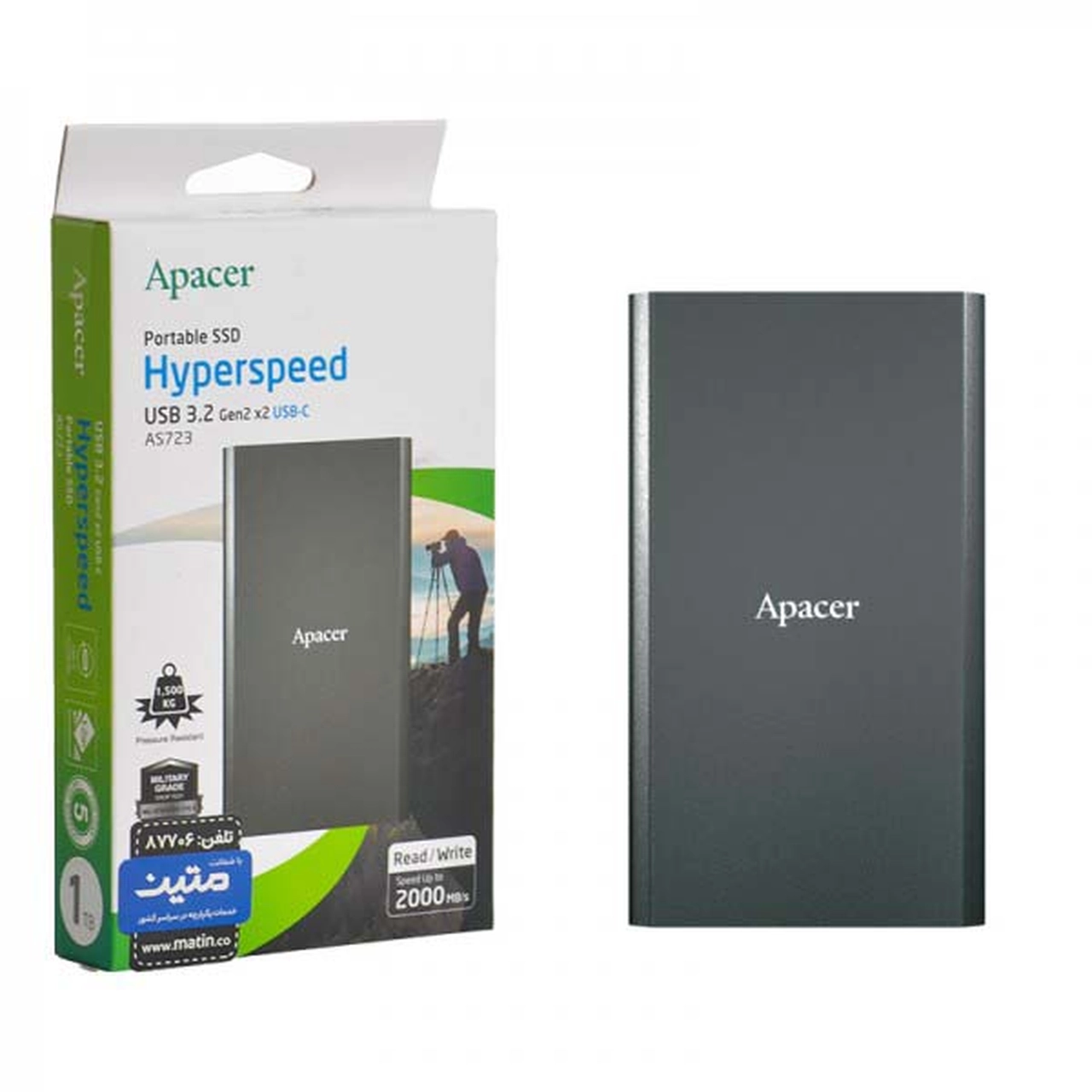 هارد Apacer SSD مدل AS723 Hyperspeed ظرفیت 512GB - مشکی (گارانتی متین)