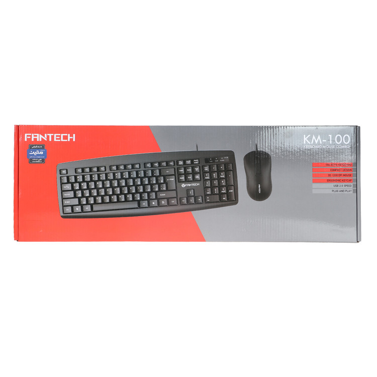 کیبورد و ماوس باسیم FANTECH مدل COMBO KM-100 - مشکی (گارانتی متین)