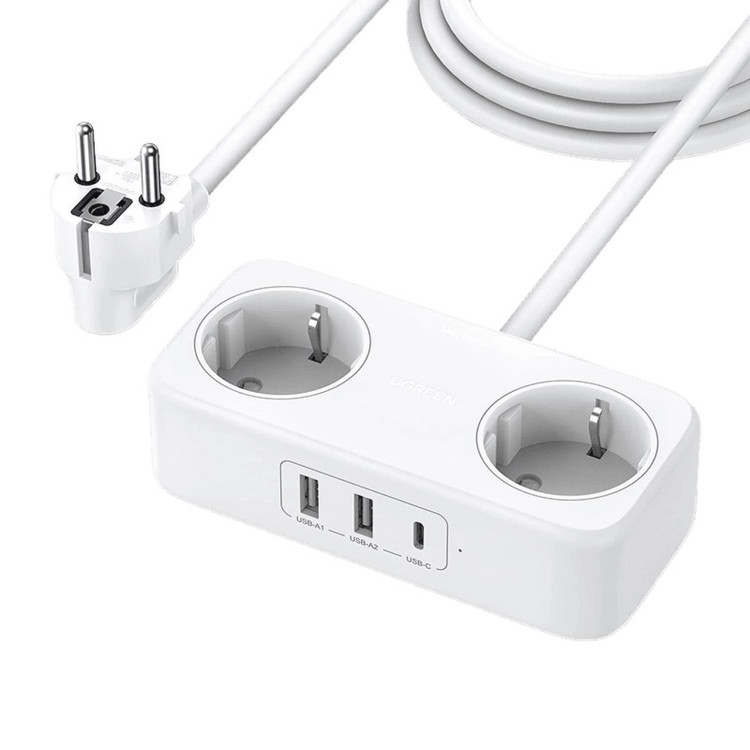 چندراهی برق و شارژر رومیزی UGREEN مدل DigiNest Life (2A1C) CD280 30W - سفید (گارانتی 18 ماهه آسان پیشرو)(50683)