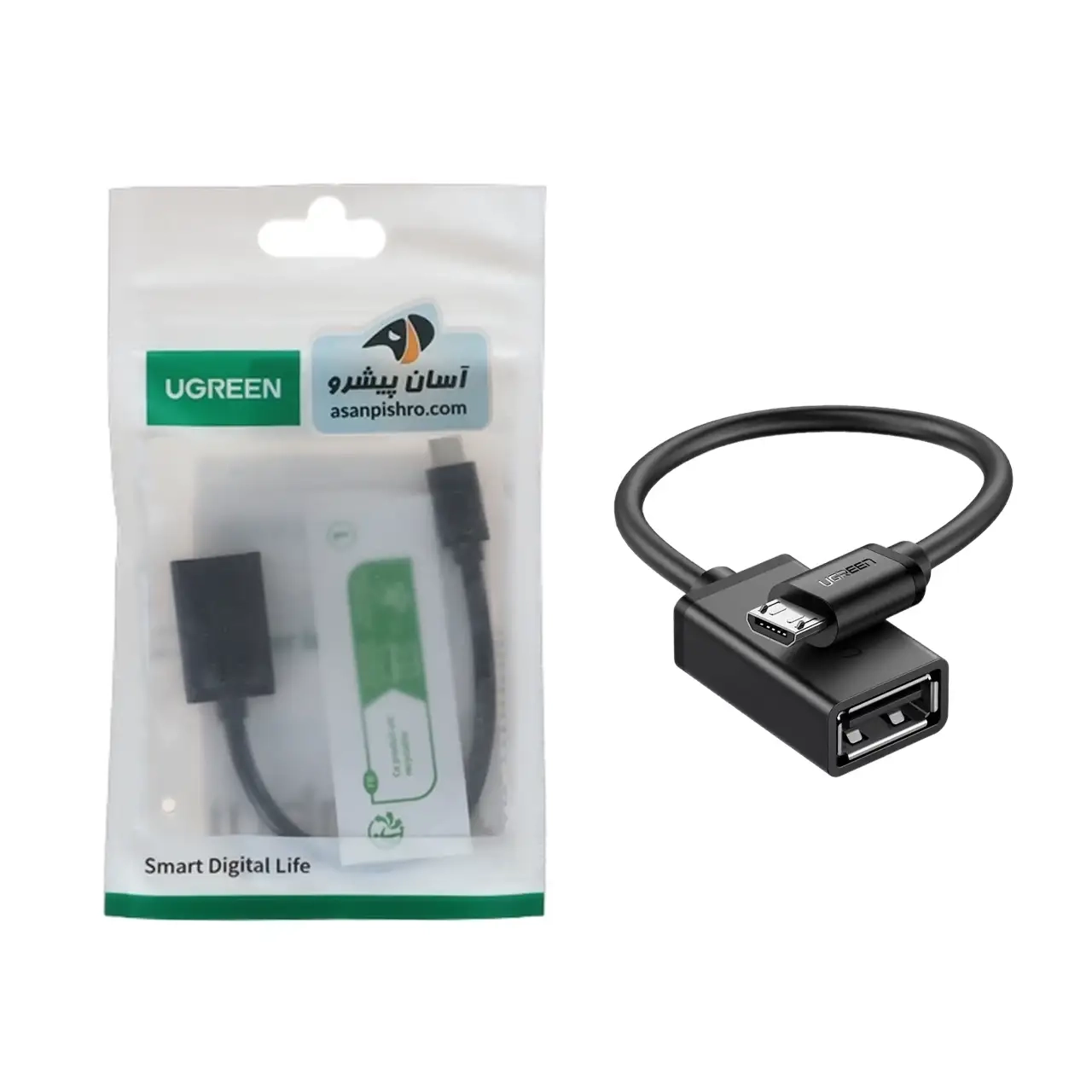 تبدیل UGREEN MicroUSB To USB Female مدل US133 - مشکی(10396)