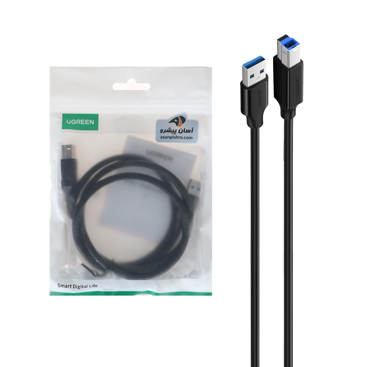 کابل یک متری پرینتر UGREEN USB3.0 مدل US210 - مشکی(30753)