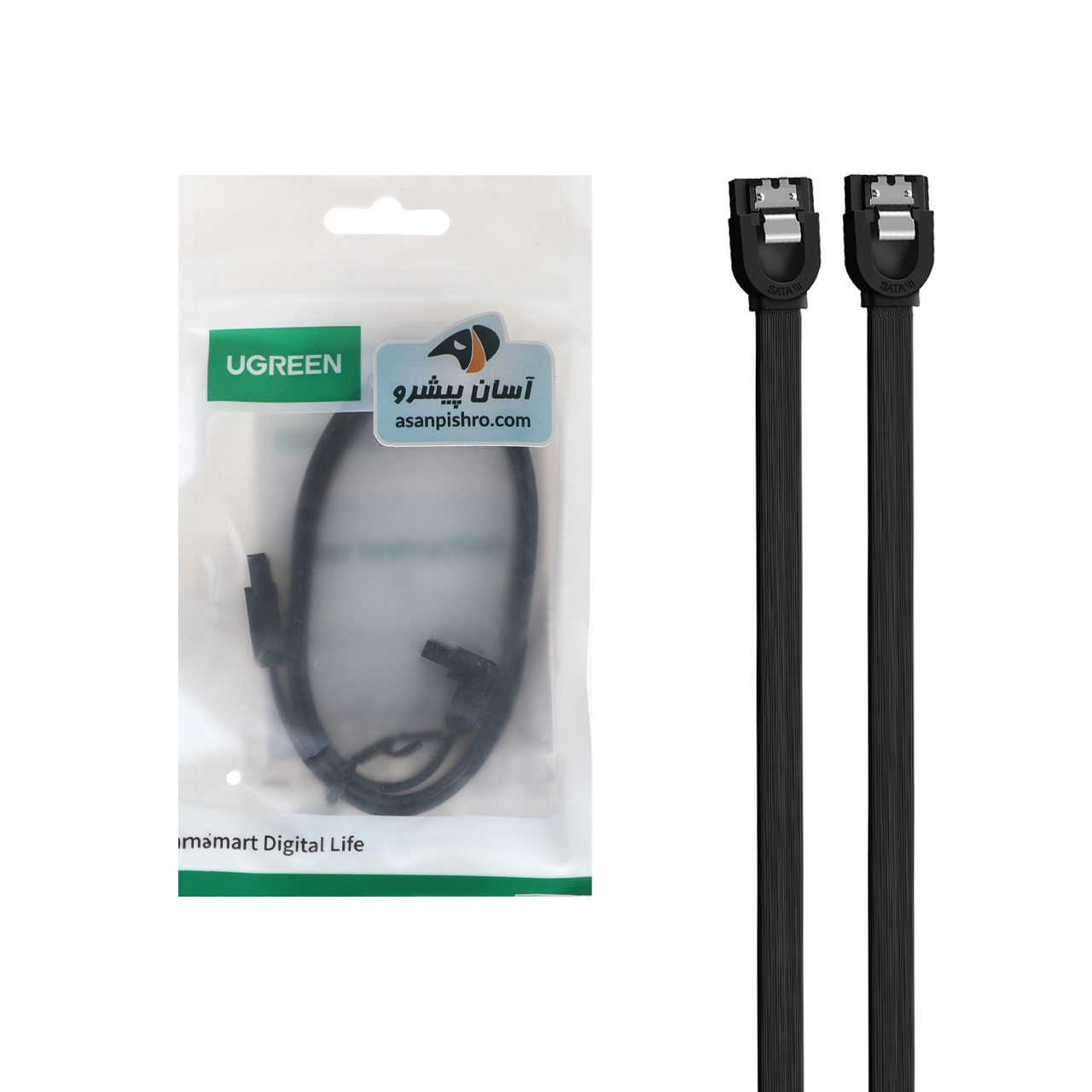 کابل نیم متری UGREEN SATA III مدل 30797 - مشکی(30797)