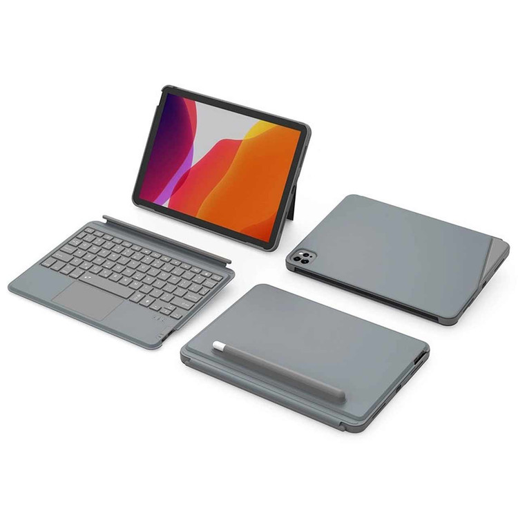کاور کیبورد دار مغناطیسی بی سیم 10.5 و iPad 10.2 اینچ Wiwu مدل Combo - خاکستری MN