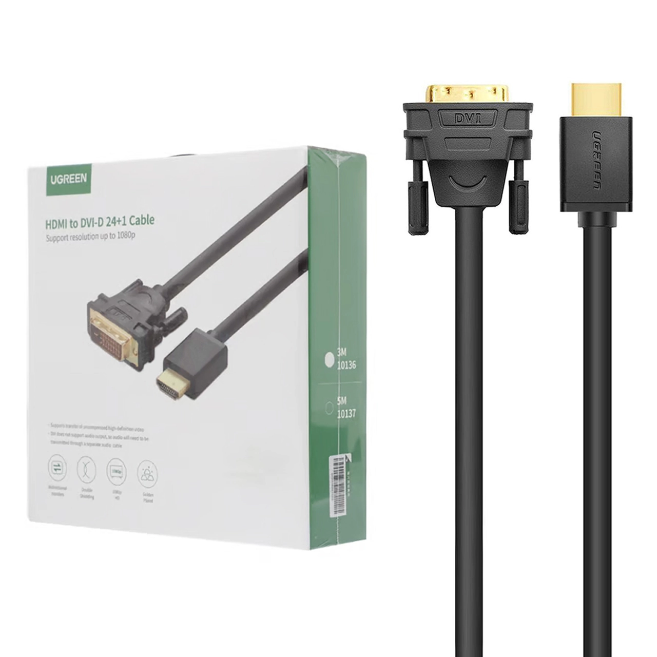 کابل 3 متری UGREEN HDMI To DVI-D 24+1 مدل 10136 - مشکی(10136)