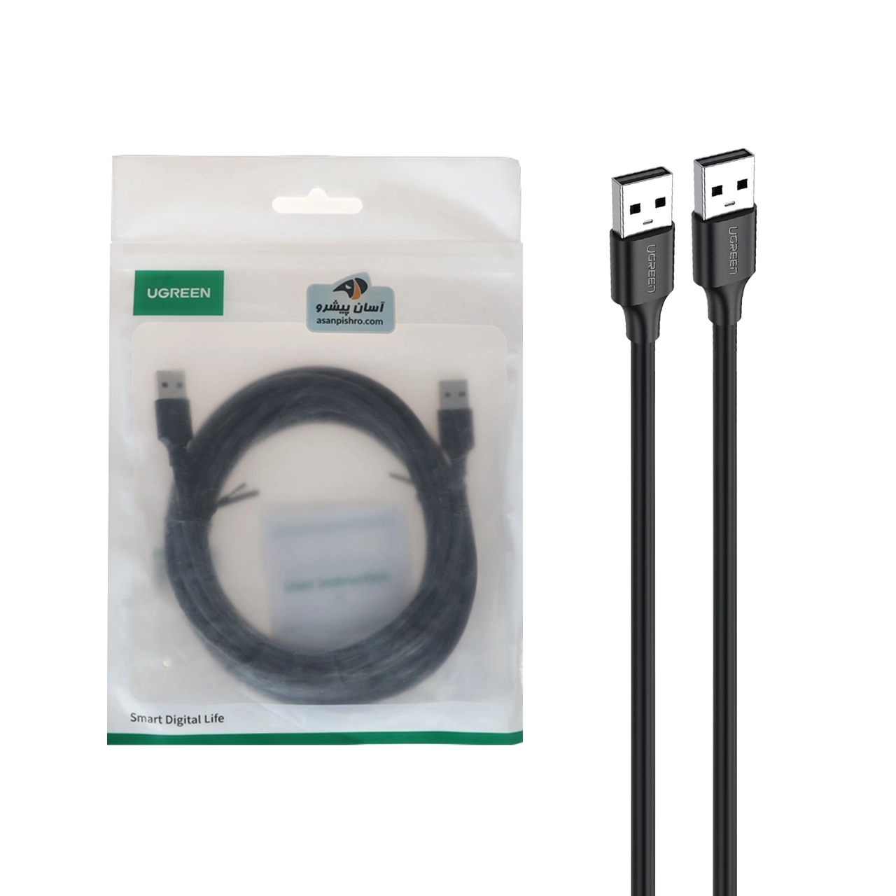 کابل سه متری UGREEN USB2.0 مدل US102 - مشکی(30136)