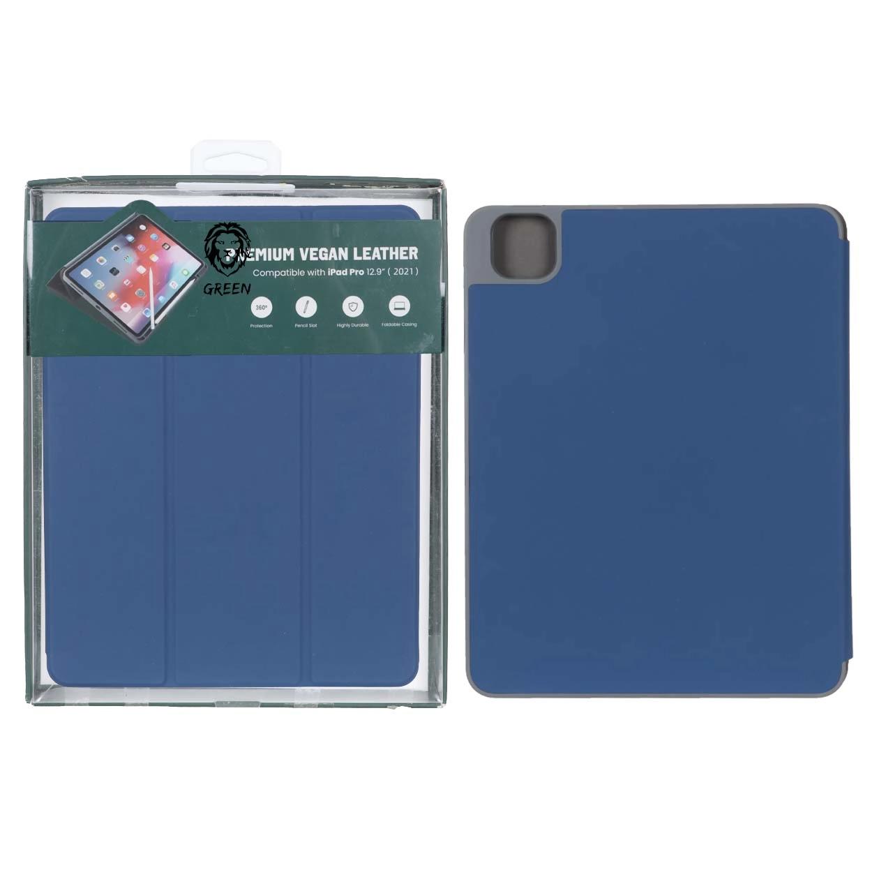 کاور "9.7 Green Lion iPad Air2/Pro مدل PREMIUM VEGAN LEATHER - آبی - MN