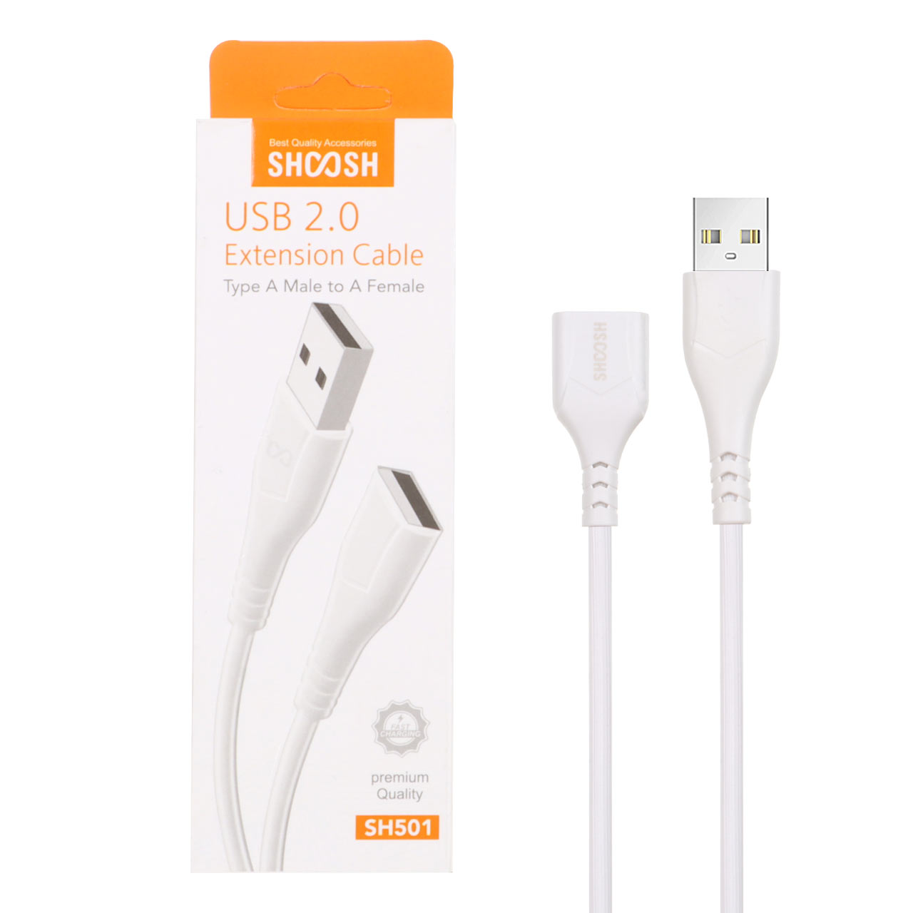 کابل افزایش طول 30 سانتی Shoosh USB2.0 مدل SH501 - سفید - SMO