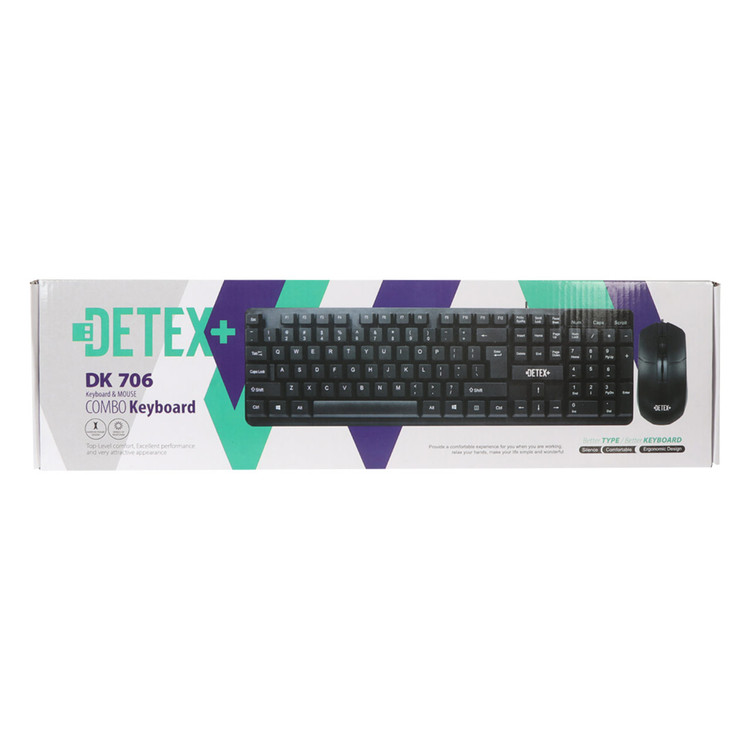 کیبورد و ماوس باسیم +DETEX مدل DK706 - مشکی