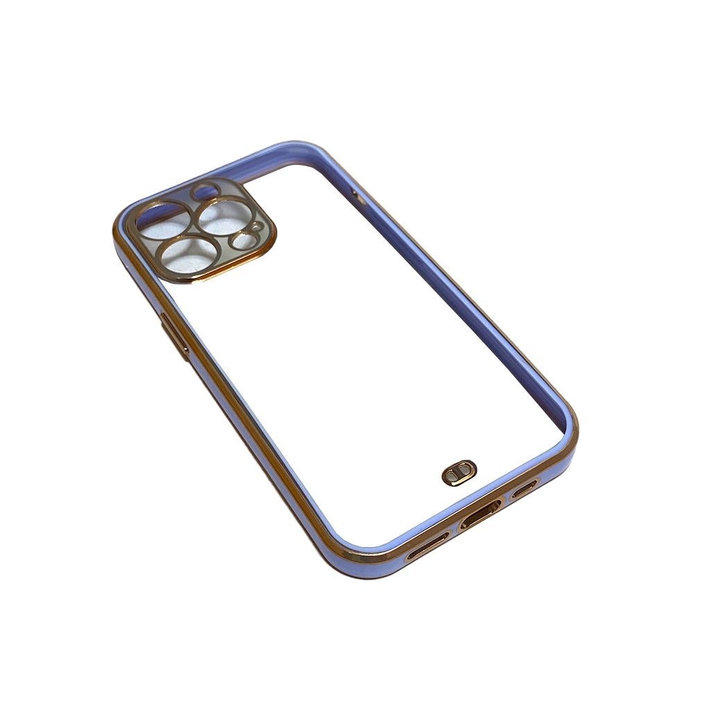 قاب موبایل اپل13پرو-ایفونiphone 13pro-13pro-آیفون13پرو.مدل پشت شفاف دور طلایی4