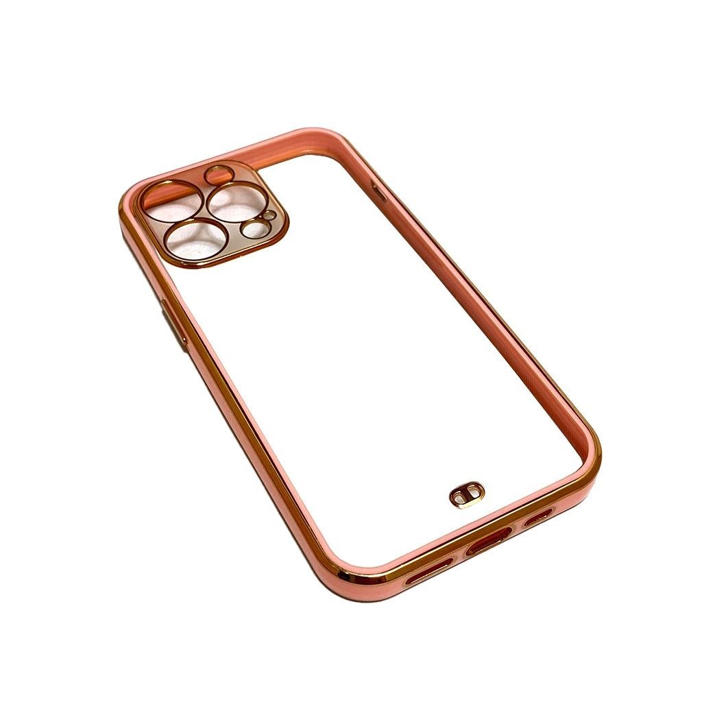 قاب موبایل اپل13پرو-ایفونiphone 13pro-13pro-آیفون13پرو.مدل پشت شفاف دور طلایی2