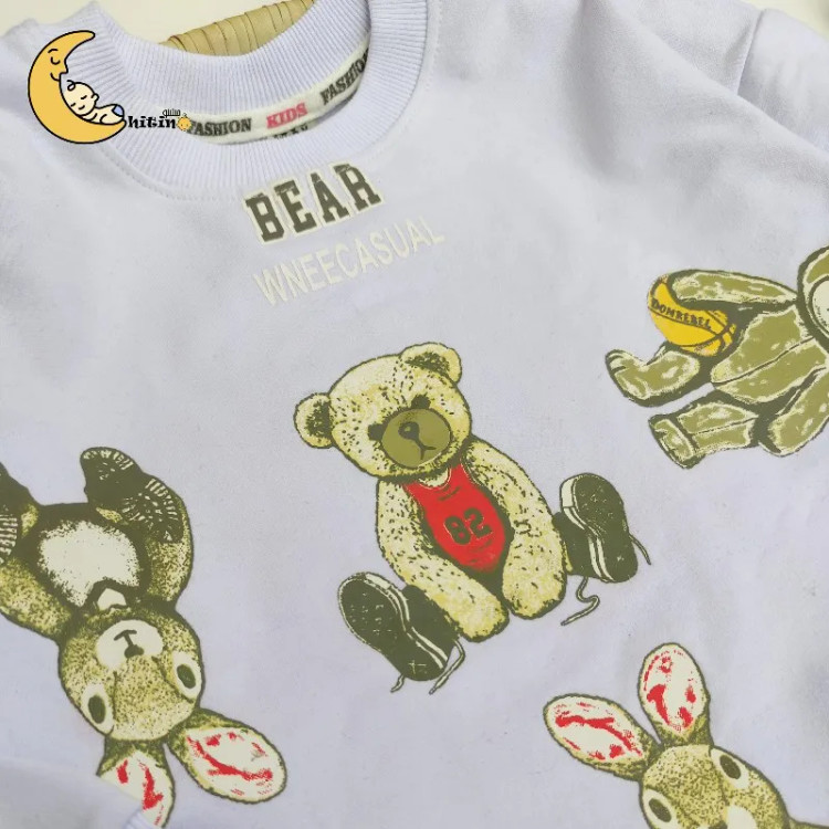 ست بلوز و شلوار دورس طرح تدی و خرگوش بچگانه مناسب 4 تا 12 سال