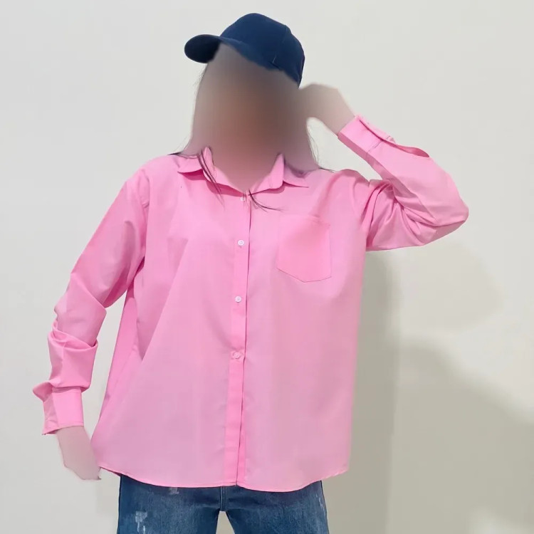 شومیز بیسیک زنانه کد 1147 یقه مردانه آستین بلند بنددار نخی یونیسکس سایزبزرگ