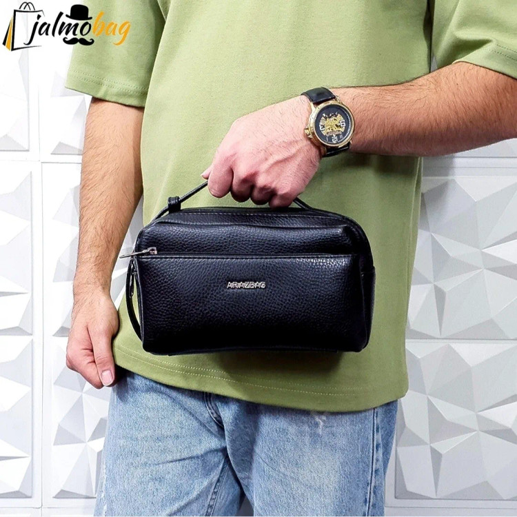 کیف دستی مردانه چرم صنعتی ضد خش شوزبگ دو خانه (2)