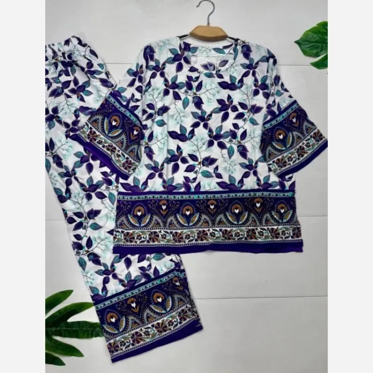 بلوز و شلوار نخی شیوان 7594 (2)