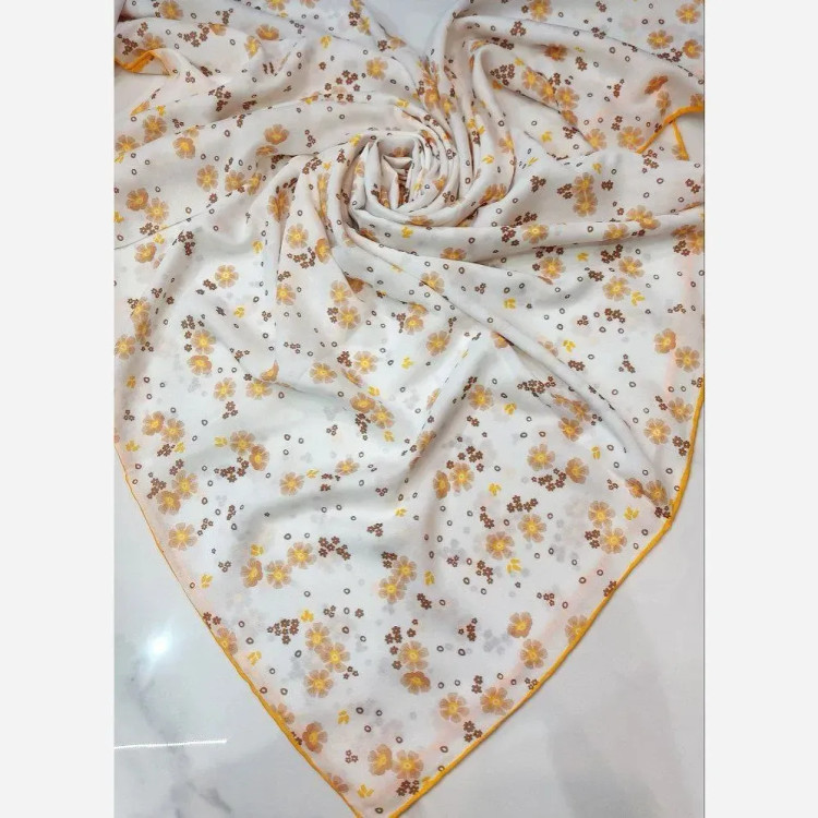 روسری مجلسی قواره دار سوپرنخ دست دوز 140 سانتی متر (2)