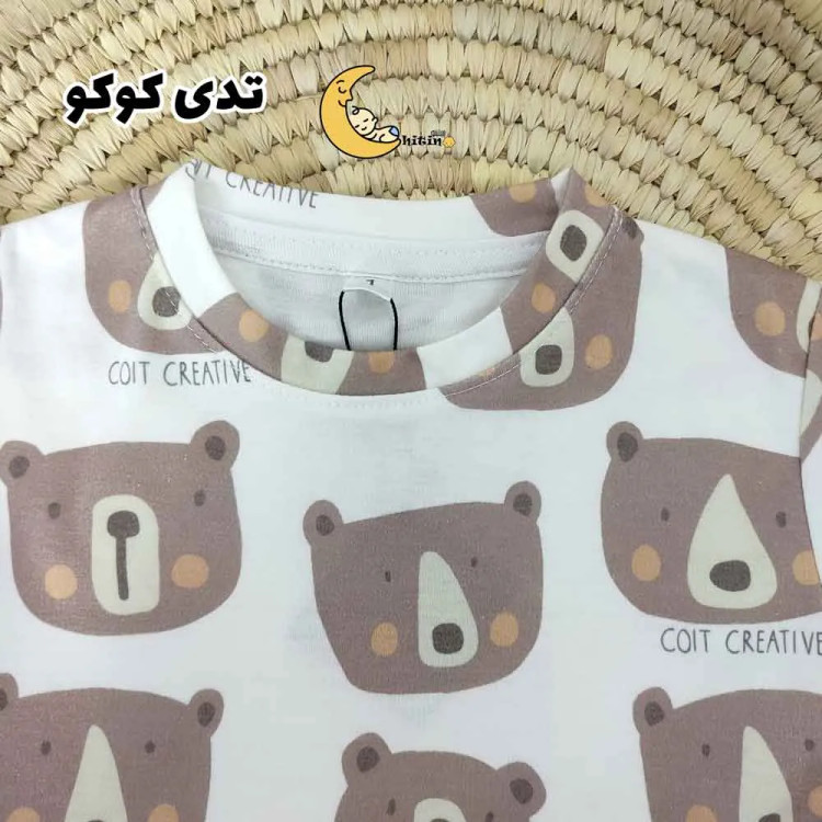 ست تیشرت و شلوار راحتی بچه گانه نخ پنبه آستین کوتاه (2)