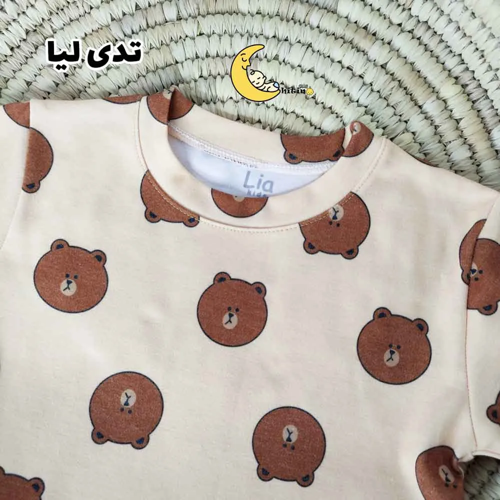 ست تیشرت و شلوار راحتی بچه گانه نخ پنبه آستین کوتاه (2)