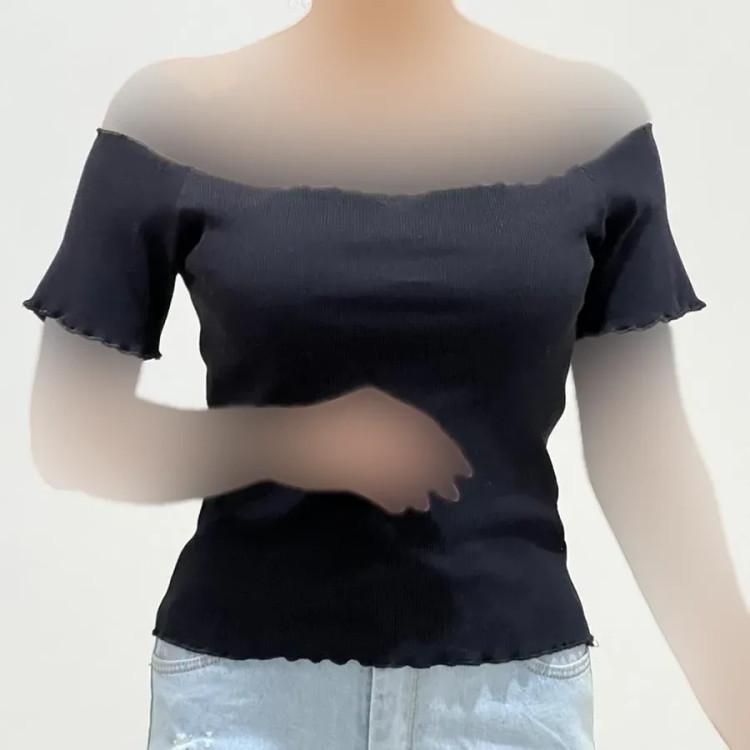 کراپ یقه قایقی کبریتی زنانه کد1409 قد42 سانت (2)