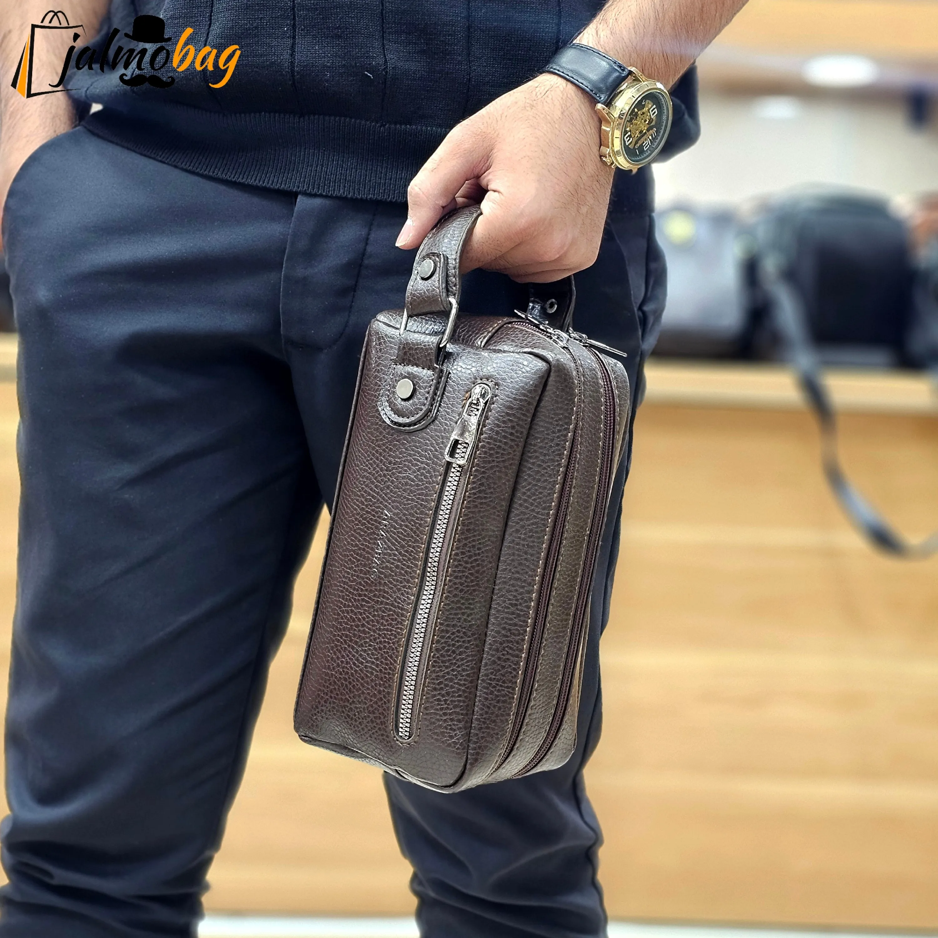 کیف دستی مردانه چرمی شوزبگ دو خانه چرم صنعتی خارجی (3)