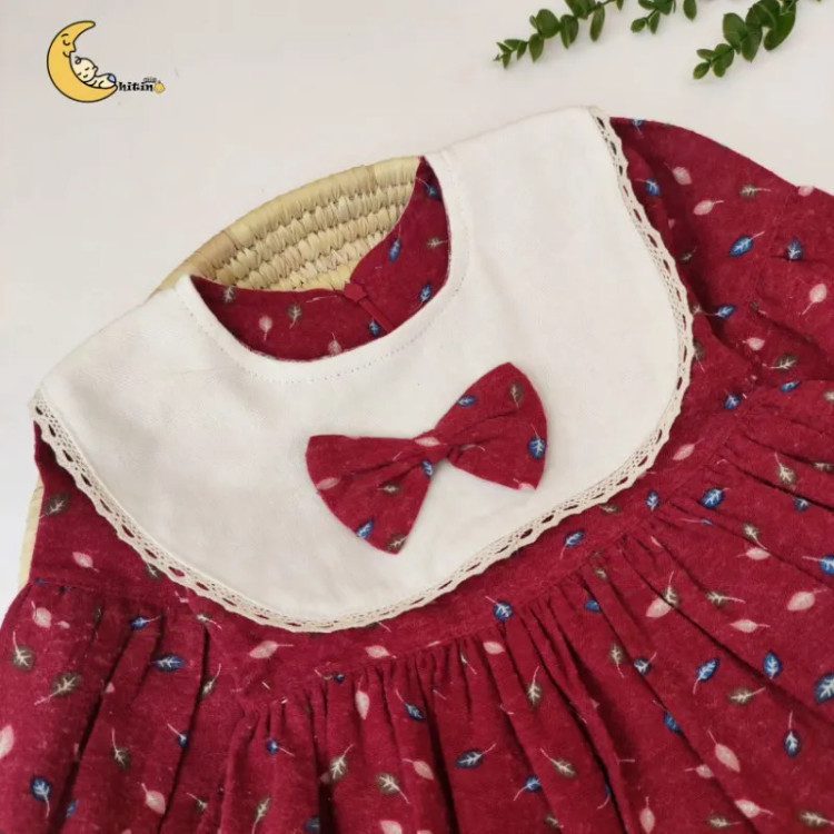 سارافون دخترانه گلگلی یقه دار مناسب 1 تا 3 سال و نیم (2)