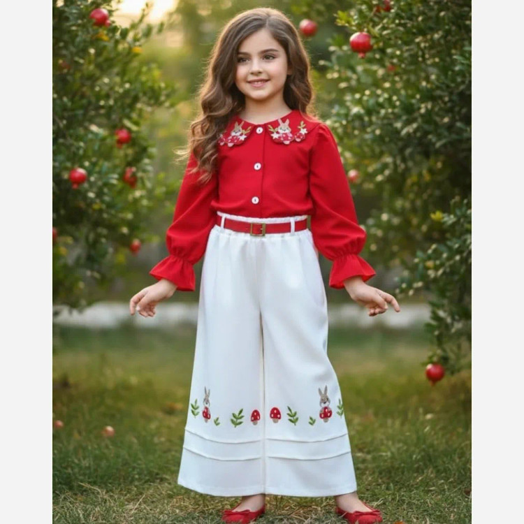 ست شومیز شلوار دخترانه طرح خرگوش (2)