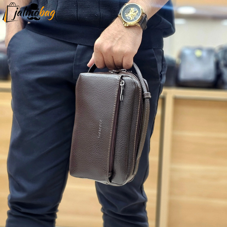کیف دستی مردانه چرم صنعتی ضد خش دو خانه مدل شوزبگ (2)