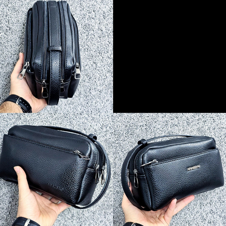 کیف دستی مردانه چرم صنعتی ضد خش دو خانه مدل شوزبگ (2)