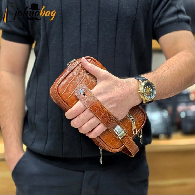 کیف دستی و دوشی چرم طبیعی گاوی دو خانه مدل شوزبگ (2)