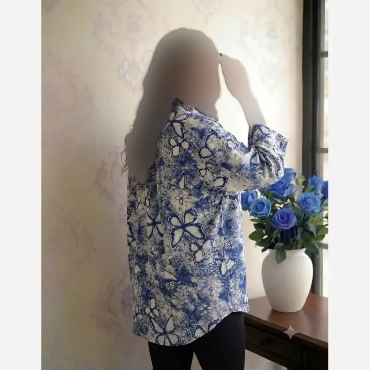 شومیز نخی تک جیب قواره بزرگ زنانه فری سایز تا 50 (2)