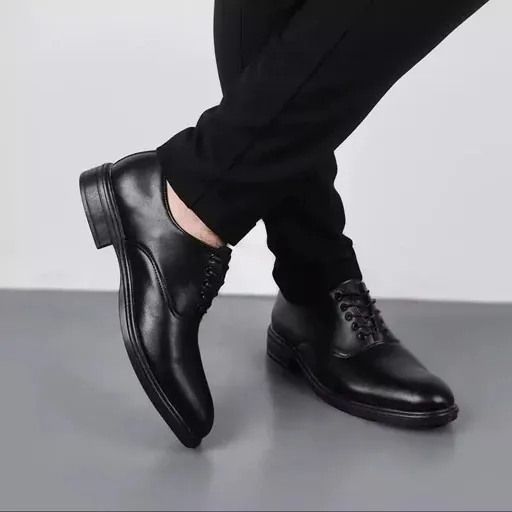ست کفش مردانه مدل رویال و کمربند چرم صنعتی مشکی (2)