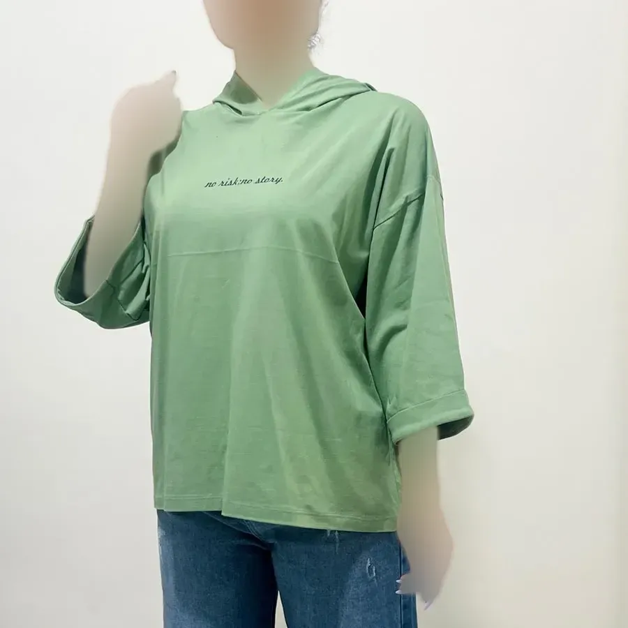 تیشرت باکسی کلاهدار چاپی نخ پنبه قواره لش مناسب سایز 36 تا 54 قد 70 سانت (2)