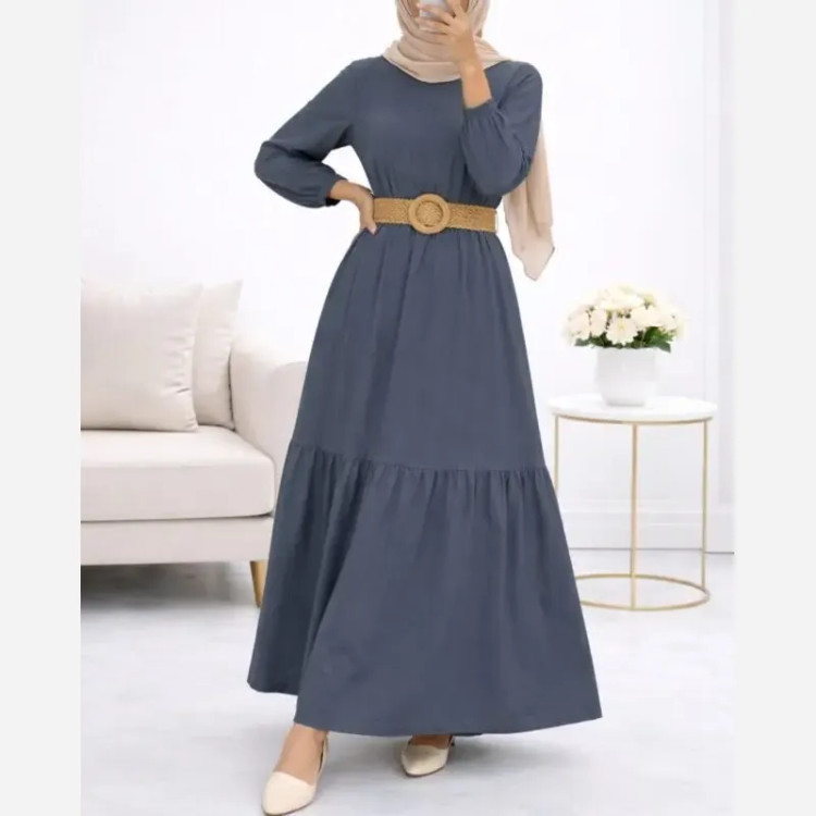 پیراهن ململ طرح آیدا یقه گره ای سایز 38 تا 48 (2)
