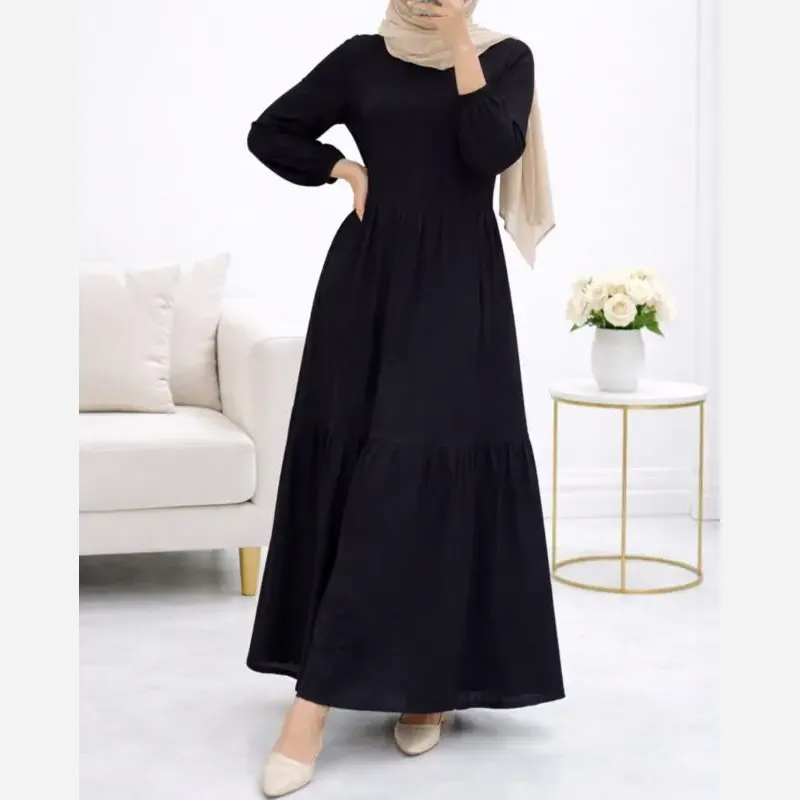 پیراهن ململ طرح آیدا یقه گره ای سایز 38 تا 48 (2)