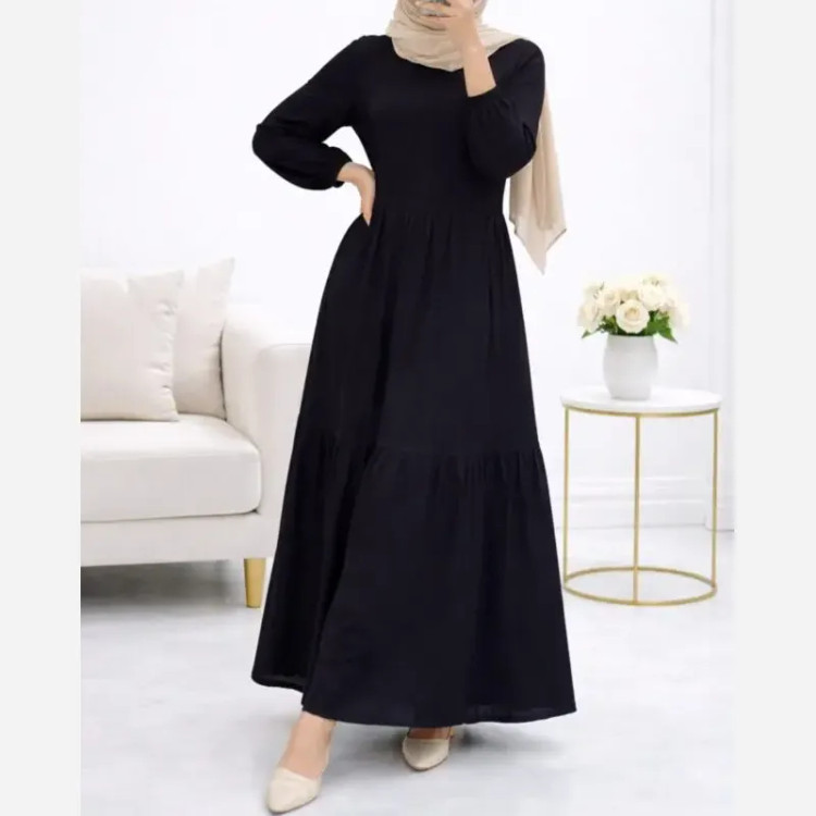 پیراهن ململ طرح آیدا یقه گره ای سایز 38 تا 48 (2)