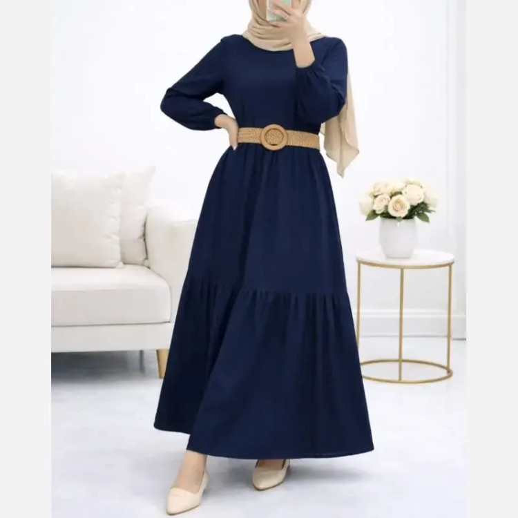 پیراهن ململ طرح آیدا یقه گره ای سایز 38 تا 48 (2)