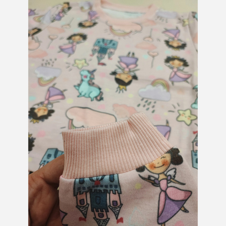 ست بلوز و شلوار راحتی دخترانه طرح پرنسس و اسب تک شاخ (2)
