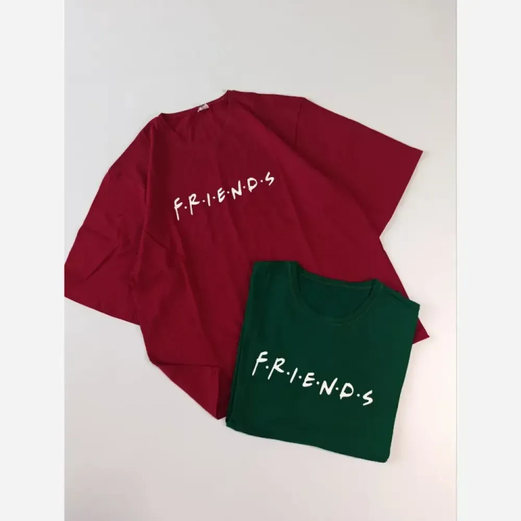 تیشرت باکسی لش زنانه طرح friends جنس سوپر پنبه قواره دار (2)