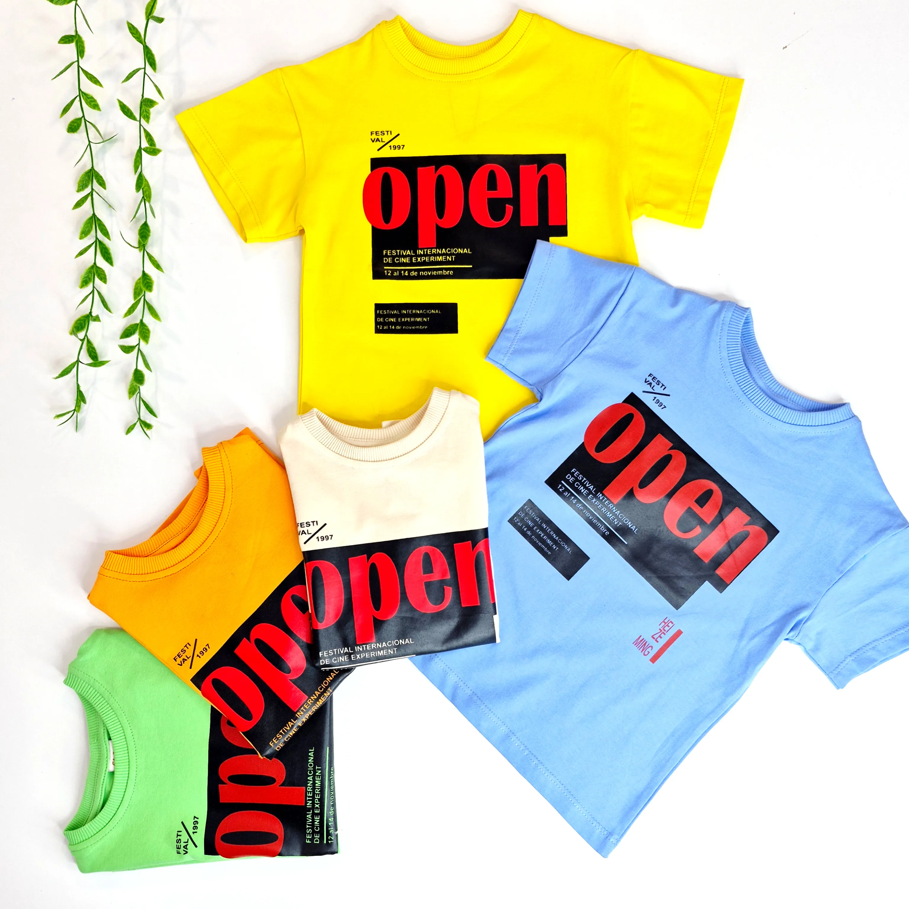 تیشرت بچگانه رنگی طرح open در سایزهای 2 تا 6 (2)