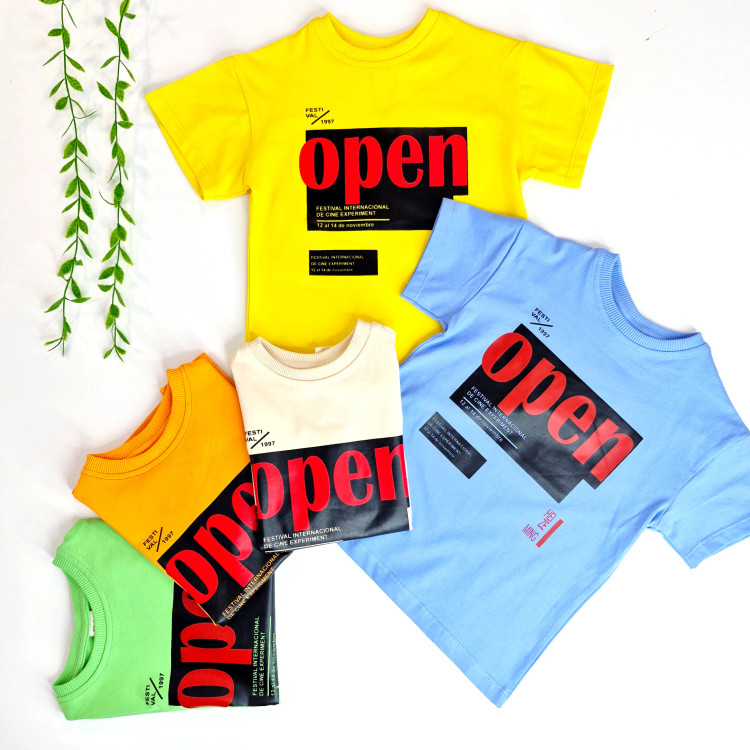 تیشرت بچگانه رنگی طرح open در سایزهای 2 تا 6 (2)