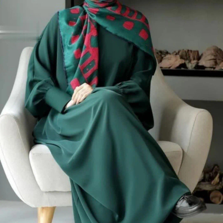 مانتو عبایی عربی مدل بهاره جنس کرپ سوپر الیزه یقه گرد (2)