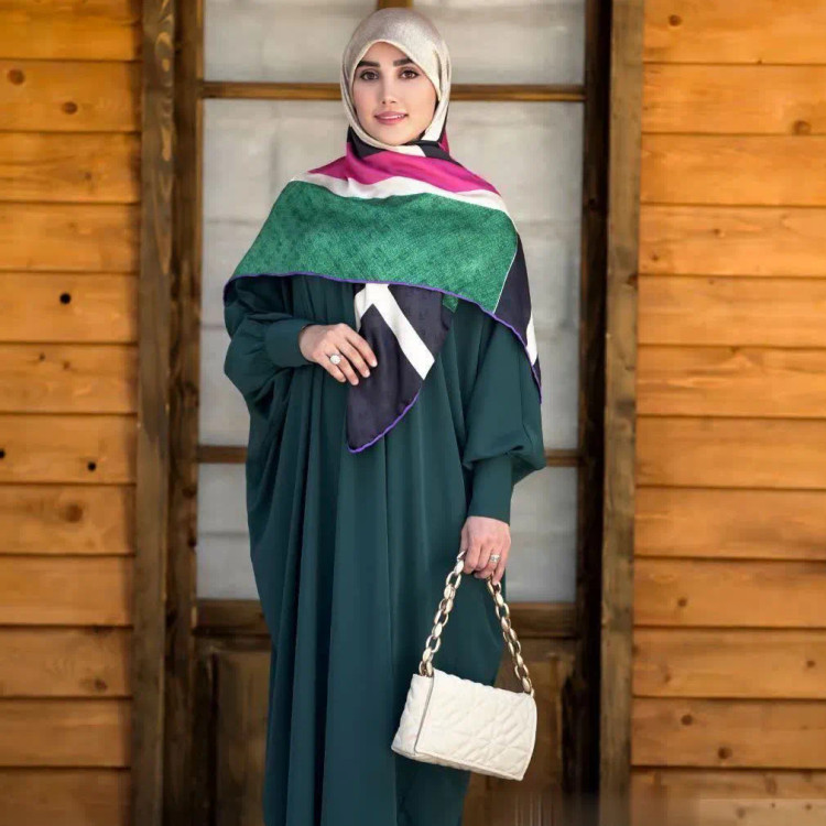 مانتو عبایی عربی مدل بهاره جنس کرپ سوپر الیزه یقه گرد (2)