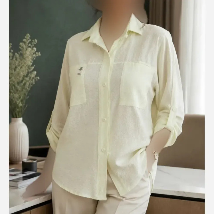 شومیز نخی زنانه وارداتی طرح و رنگ میکس قواره آزاد سایز 40 تا 48 (2)