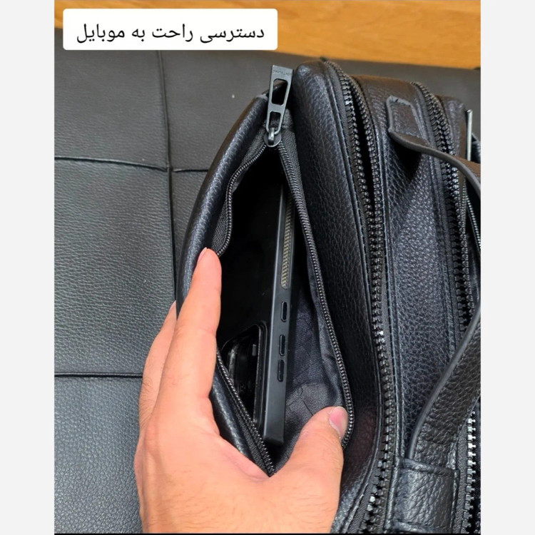 کیف دستی دوحالته مونت بلانک چرم وارداتی چهار زیپ (2)