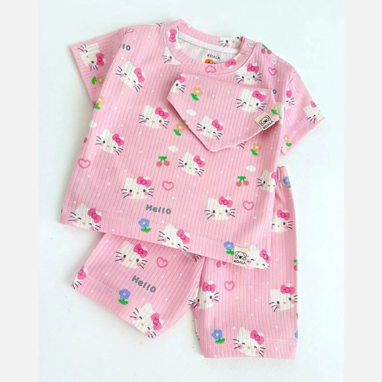 ست تیشرت شلوارک نوزادی طرح کیتی کبریتی (2)