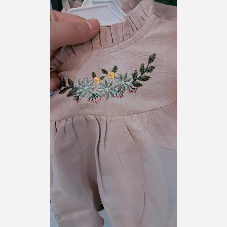 ست تونیک و شلوار کتان پنبه دخترانه مدل شکوفه (2)