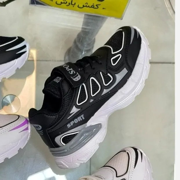 کفش اسپرت بچگانه نایک سایز 31 تا 35 دخترانه و پسرانه رنگ مشکی خاکستری (2)