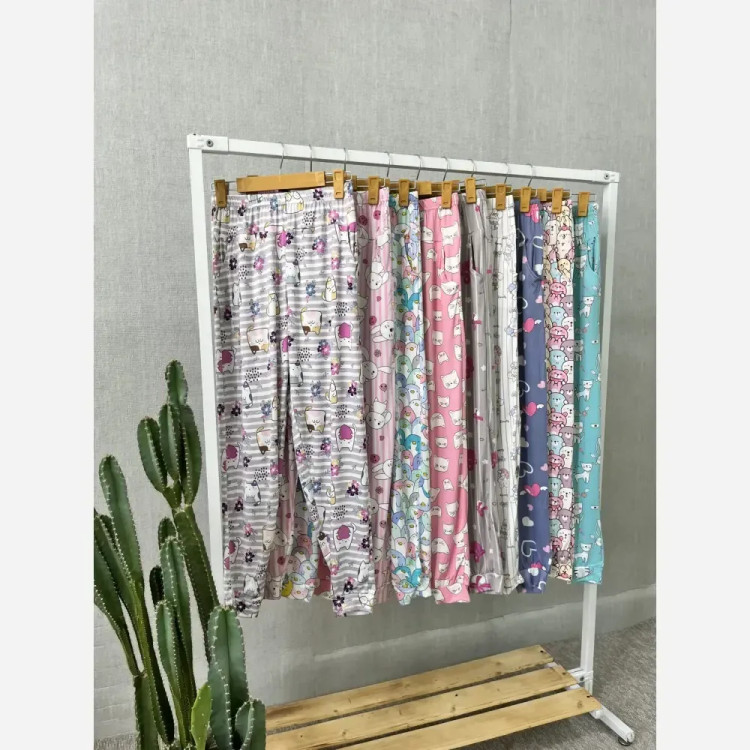 شلوار زنانه گیاهی راحتی قواره دار قد 100 مارک لیدی سایز 38 تا 52 (2)